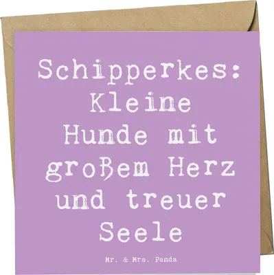 Produktbild von Mr. & Mrs. Panda Grußkarte Spruch Schipperkes Herz - Lavendeltraum - Geschenk, Hunde, mutige, Glückwunschkarte, Hunderasse, charmante, faltkarte, Hunderassen Charakter