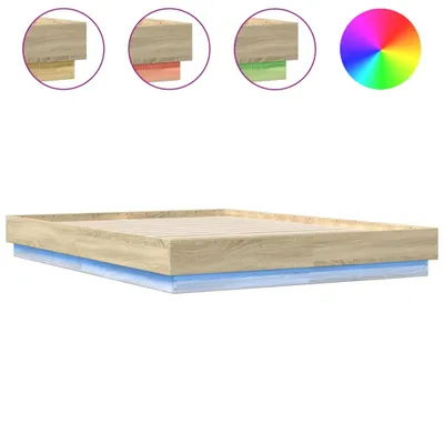 Zdjęcie produktu dla Rama łóżka z oświetleniem LED, dąb sonoma, 120x200 cm