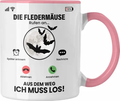 Produktbild von Trendation - Die Fledermäuse Rufen An Tasse Geschenk für Fledermäuse Züchter Besitzer Geschenkidee Lustig Spruch (Rosa)