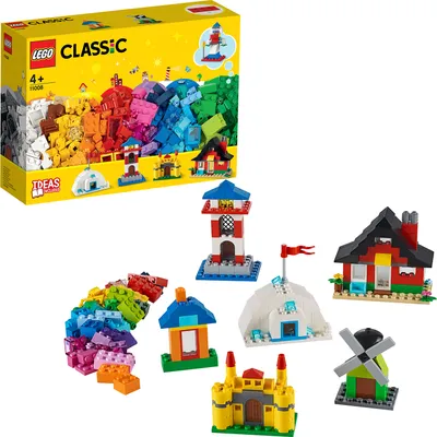 Produktbild von LEGO 11008 Classic Bausteine – Bunte Häuser, Konstruktionsspielzeug für Kinder ab 4 Jahren mit 6 einfachen Modellen zum Bauen, kreatives Geschenk