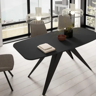 Produktbild von Ausziehbarer Esstisch FLER, Loft-Stil, modern, skandinavisch, Durchmesser: 160/198 cm, Farbe: Schwarz/Schwarz