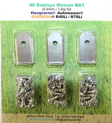 Produktbild von 45 Ersatz - Messer - Klingen 0,40mm kompatibel für Husqvarna Automower ® / Gardena Mähroboter