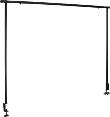 A black metal table rod with clamps on each end, shown against a white background.