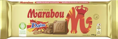 Zdjęcie produktu dla Czekolada mleczna Marabou Daim z karmelem migdałowym, tabliczka, opakowanie 170 g