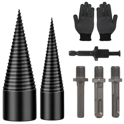 Produktbild von Holzspalter 42 mm + 32 mm mit 4 Bohreraufsätzen – Effektives Holzspalten