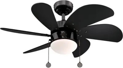 Zdjęcie produktu dla Wentylator sufitowy Turbo Swirl Gun Metal 76 cm z oświetleniem i łańcuszkami do ciągnięcia
