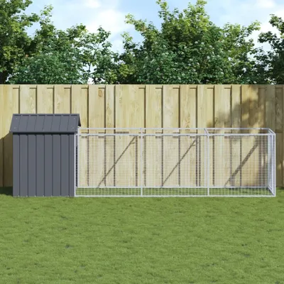Immagine prodotto di VidaXL Casetta per cani con tetto 117x405x123 cm in acciaio zincato antracite