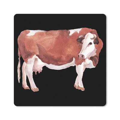 Produktbild von MuchoWow® Mauspad Mousepad Kuh - Braun - Weiß 20x20 cm - Mousepads - Maus Mat - Pad - Mausunterlage - Desk Mat - Bureauartikeln