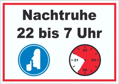 Produktbild von Nachtruhe 22 bis 7 Uhr Aufkleber A9 (37x52mm)