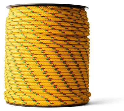 Obrázok produktu pre Polypropylénové lano (4 mm, 100 m, žlté s červenými a zelenými pruhmi)