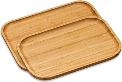 Produktbild von Kesper 58160 + 58161 | 2er Set Servierbrett aus Bambus mit hochgezogenem Rand | Vesperbrett 37,5 x 27,5 cm + 30,5 x 20 cm