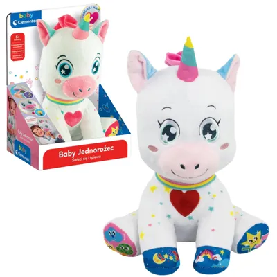Image de Douce peluche interactive licorne allume et chante langue polonaise Clementoni 50937