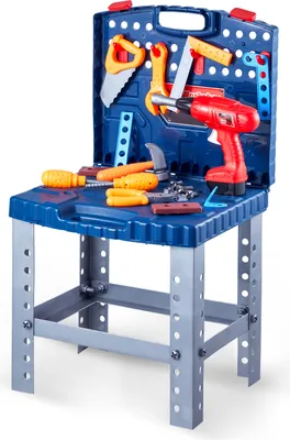 Produktbild von VEVOR Kinder-Werkbank, 56-teiliges Werkzeugset, Spielwerkzeuge mit realistischen Werkzeugen und elektrischer Bohrmaschine, Bauwerkzeug für Kleinkinder, für Kinder ab 3 Jahren