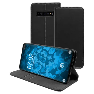 Produktbild von PhoneNatic Kunst-Lederhülle kompatibel mit Samsung Galaxy S10 Plus - Book-Case schwarz Cover