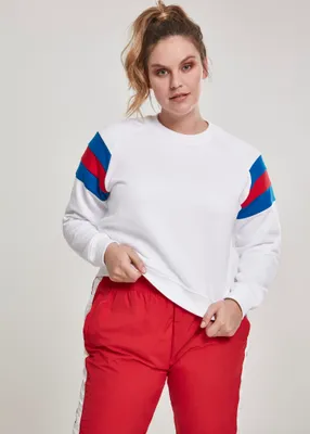 Obrázek produktu pro Urban Classics Ladies Sleeve Stripe Crew white/brightblue/firered - 4XL