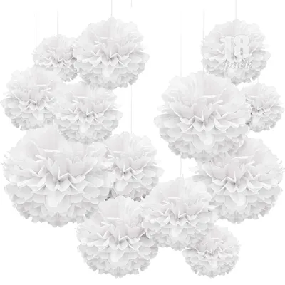 Produktbild von Papierblumen – 18 Stück – Weiß