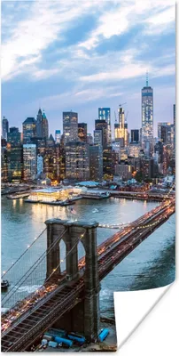 Produktbild von MuchoWow® Poster New York - Skyline - Brücke 20x40 cm - Plakat - Foto