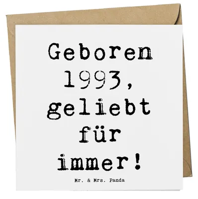 Produktbild von Mr. & Mrs. Panda Grußkarte Spruch 1993 Geburtstag - Weiß - Geschenk, Geboren, faltkarte, Alter, Geburtstagsgeschenk, Glückwunschkarte, Geburtsjahr, doppelkarte, Jubiläum