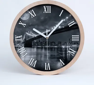 Produktbild von Holzuhr 20fi cm wanduhr - weiße Spitzen - Brooklyn Brücke