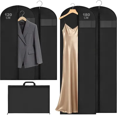 Produktbild von Lange Kleiderbeutel zum Schutz von Kleidung – Set mit 4 Stück – 180/120 x 60 cm
