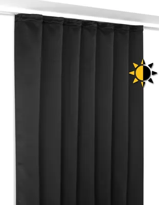 Produktbild von Verdunkelungsgardine Kräuselband Vorhang blickdicht abdunkelnd, Größe und Farbe wählbar,140x225cm,Schwarz