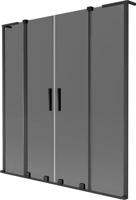 Produktbild von Mexen Velar L Duo Badewannenfaltwand 2-flügelig verschiebbar 150 x 150 cm, graphit, schwarz - 896-150-003-42-70