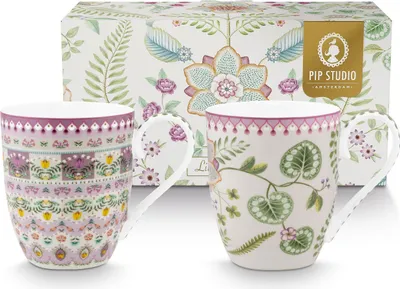 Produktbild von PIP STUDIO Lily&Lotus Henkelbecher 450ml Set 2tlg
