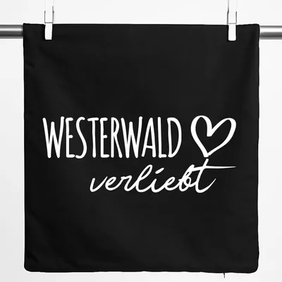 Produktbild von Huuraa Kissenbezug Westerwald verliebt 40x40cm Black Baumwolle Dekokissenbezug Geschenkidee