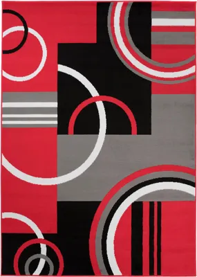 Image de Tapis MAYA Moderne Noir Gris Rouge Chambre à coucher  300 x 400 cm