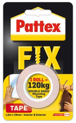 Produktbild von Self-adhesive tape Pattex Fix 120 kg, red, double-sided, 19 mm x 1.5 m/Bilaterales Band PATTEX FIX, 1,5m x 19mm, 120kg