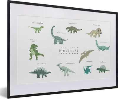 Produktbild von MuchoWow® Gerahmtes Poster Kinderzimmer - Farben - Dinosaurier - Junge - Mädchen - Kind 60x40 cm - Poster mit Schwarzem Bilderrahmen Wandposter Rahmen Foto Bilder - Schlafzimmer - Plakat in Rahmen - Drucken
