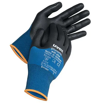Produktbild von uvex Schutzhandschuh phynomic wet plus schwarz, blau Gr. 6