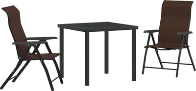 Produktbild von Möbel 3-teiliges Garten-Esstisch-Set in Braun aus Poly-Rattan - Gartenstühle 3379261