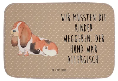 Produktbild von Mr. & Mrs. Panda Badematte Hund Basset Hound - Hundeglück - Geschenk, Badvorleger, Sprüche, Badezimmer Matte, Hundespruch, Vorleger Bad, Badteppich, Badezimmerteppich