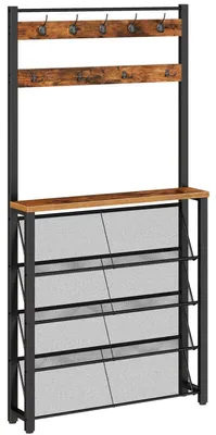 Immagine prodotto di Appendiabiti stretto, 20 cm, metallo e truciolato, nero/marrone, dimensioni 76x20x190,5 cm