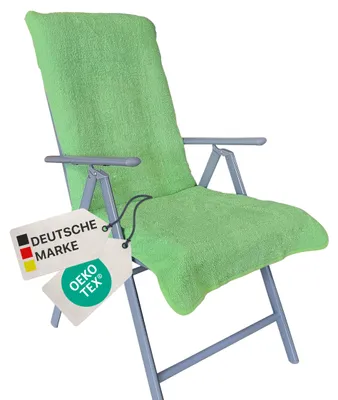 Produktbild von NYVI Frottee Schonbezug für Gartenstuhl NYVISpa 60x130 cm Grün - Hygiene Auflage für Hochlehner Gartenstühle Campingstühle - Handtuch Bezug - 100