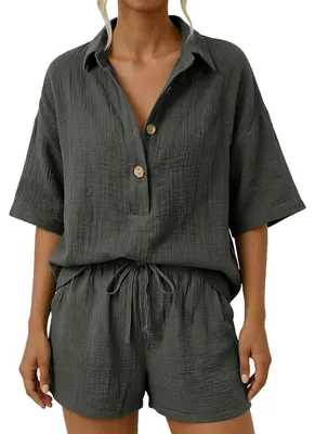 Productafbeelding van Dames Twee-delige Zomer Set met Korte Mouwen en Shorts