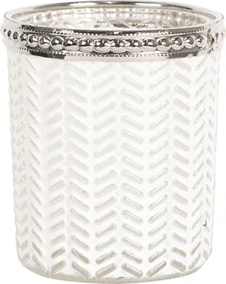 Produktbild von Clayre & Eef Teelichthalter Ø 6x7 cm Weiß Silberfarbig Glas