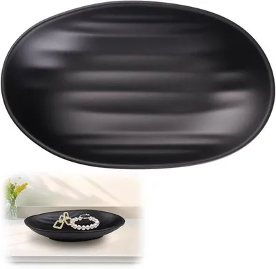 Produktbild von Dekorativer ovaler Servierwagen 21x13 cm schwarz für Wohnzimmer