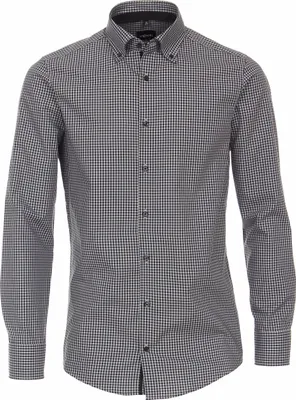 Produktbild von VENTI Herren Businesshemd Langarm Button-Down Modern-Fit Anthrazit Karo 41