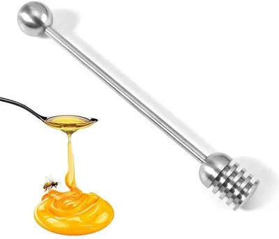 Obrázek produktu pro Stříbrné doplňky k odměrce na med, 2 x 16 cm, určené pro sklenice na med a dávkování tekutých sirupů