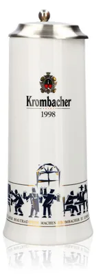 Produktbild von Krombacher Bierglas Jahreskrug 1998 Steinzeugkrug Seidel Zinndeckel 0,9l Krug