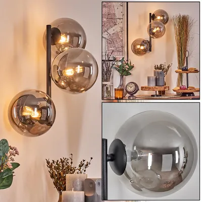 Produktbild von Isorella Wandlampe aus Metall/Glas in Schwarz/Rauch