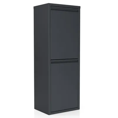 Produktbild von Kaufexpress Mülltrennsystem 2-fach – Metall, Anthrazit, mit 2 Klappen & herausnehmbaren Einsätzen, platzsparend, 2x15 L, vormontiert