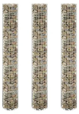 Produktbild von Gabionen-Hochbeete 3 Stück Rund Verzinkter Stahl Ø30x200 cm, Pflanzkübel, Kräuterbeet, Hochbeete-Set, Pflanztrog, Vertikalbeet, Pflanzgefäße