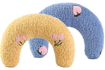 Imagen del producto de Cojines para perros en forma de U, paquete de 2, color amarillo y azul, para perros y gatos