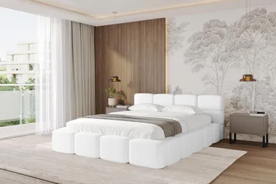 Produktbild von ALTDECOR Polsterbett mit Bettkasten - NATA-v1 - 180x200 Weiß - Soft 17 Bett mit Kopfteil, Boxbett, Doppelbett mit Stauraum