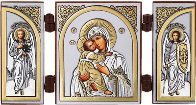 Produktbild von Gottesmutter von Wladimir Ikone Triptychon Christlich reise Altar Holz 16626