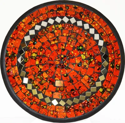 Produktbild von Mosaikschale Tonschale Glasschale Dekoschale Mosaik Kunsthandwerk Glassteine Deko rund Spiegel L, orange