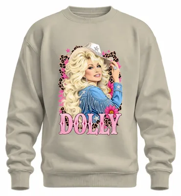Productafbeelding van Dolly Parton, countrymuzieklegende, cowgirl, westerzangeres, sweatshirt, trui, natuur, maat L